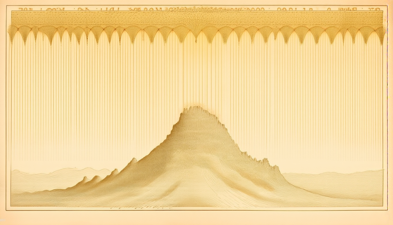 Twenty lights descending onto Mount Hermon — gold engraving on parchment