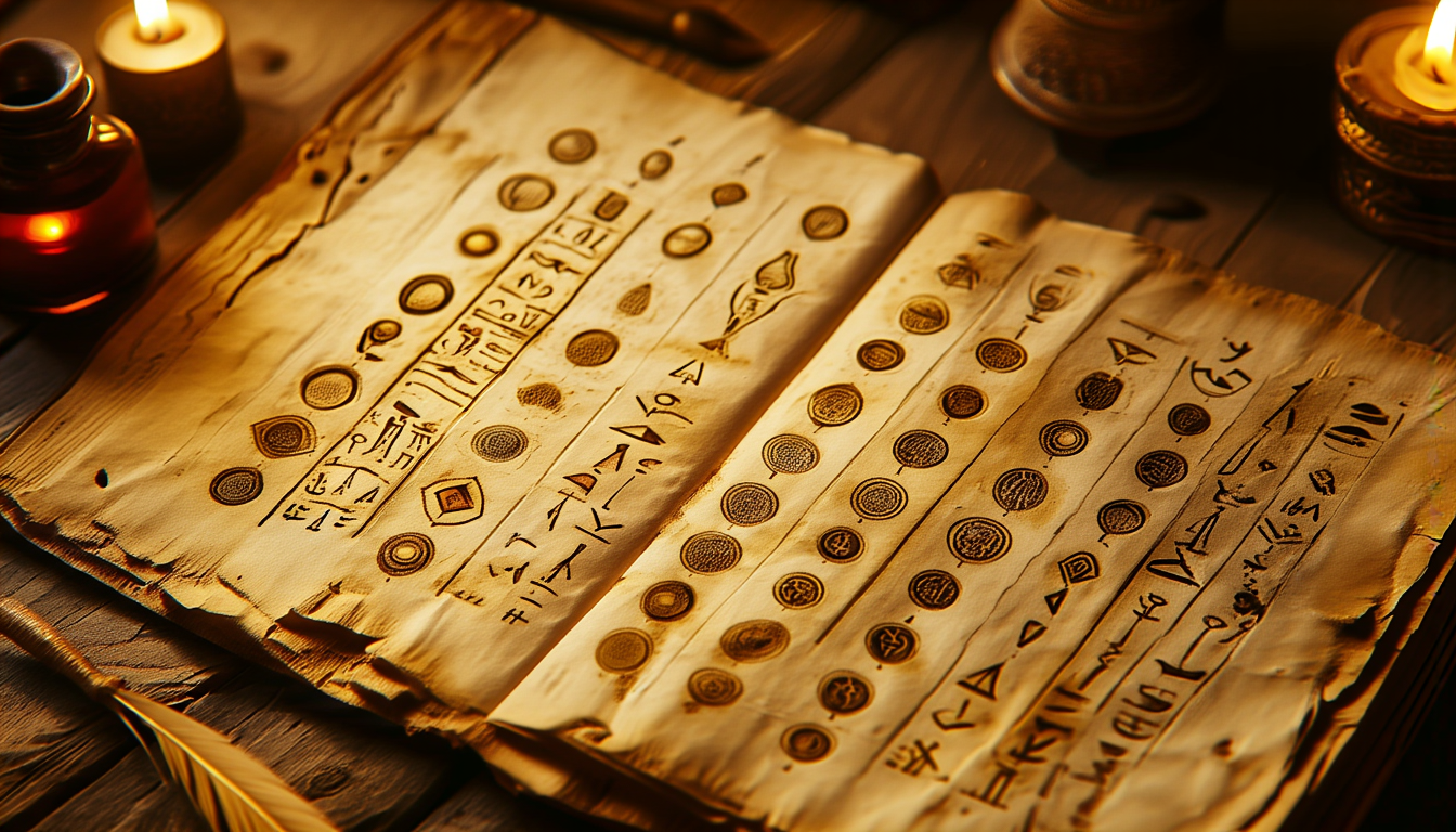 An open codex of sigil seals in gold on parchment