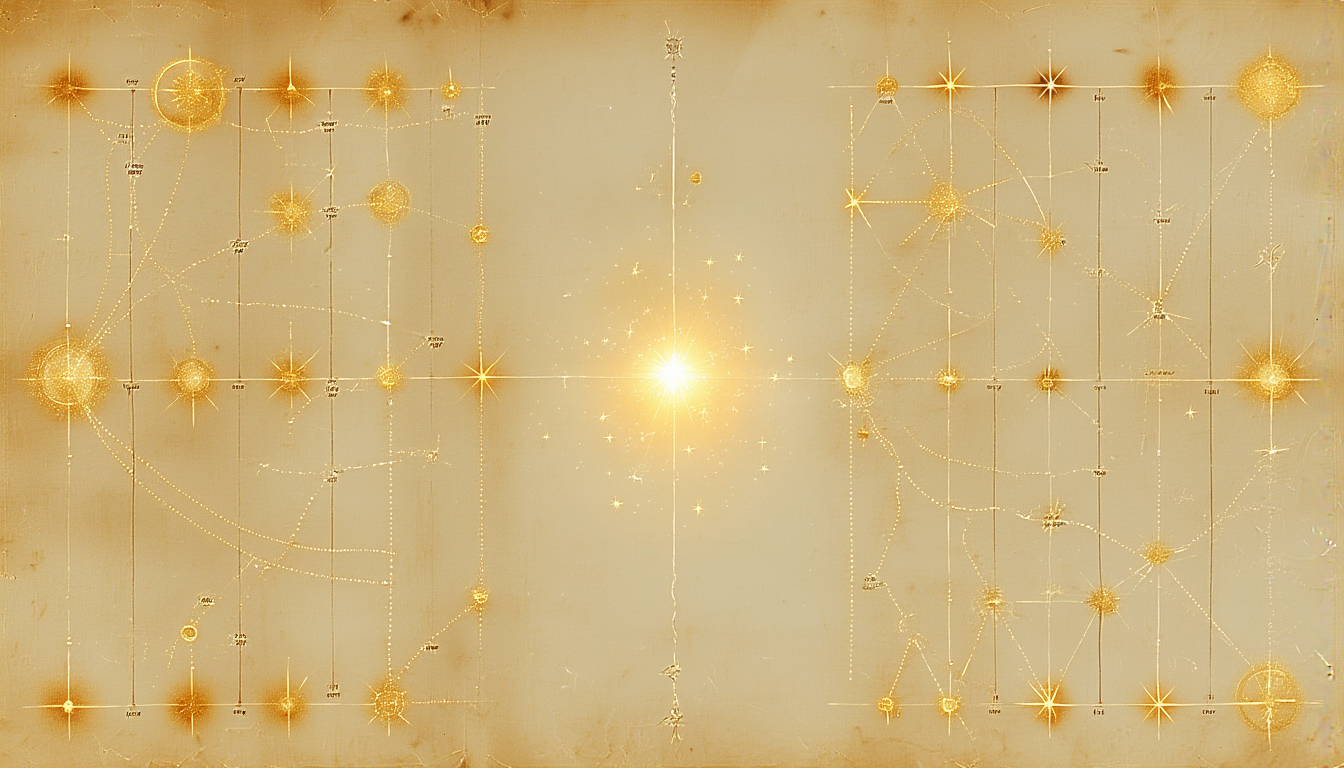A star map of two facing columns of ten